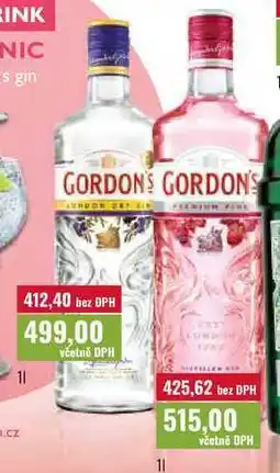 Ratio gin GORDON'S, 11 nabídka