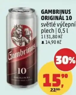Penny Market GAMBRINUS ORIGINÁL 10 světlé výčepní plech nabídka