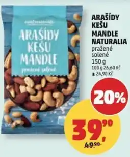 Penny Market Arašídy kešu mandle naturalia pražené solené nabídka