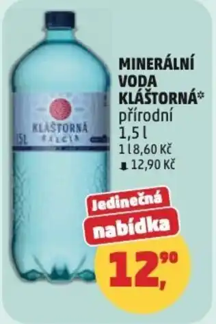 Penny Market Minerální voda kláštorná přírodní nabídka