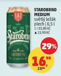 Penny Market STAROBRNO MEDIUM světlý ležák plech 0,5 l nabídka