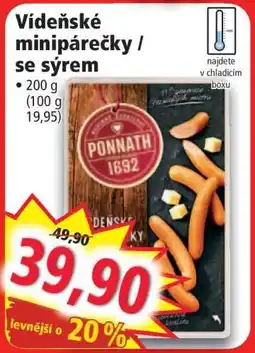 Norma Vídeňské minipárečky se sýrem nabídka