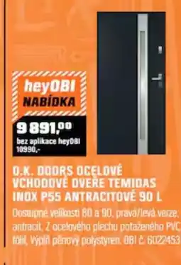 OBI 0.k. doors ocelové vchodové dveře temidas inox p55 antracitové 90 L nabídka