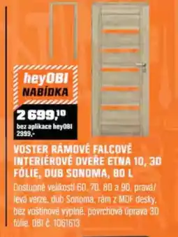 OBI Voster rámové falcové interiérové dveře etna 10, 30 fólie, dub sonoma, 80 l nabídka