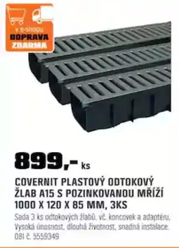 OBI Covernit plastový odtokový žlab a15 s pozinkovanou mříží nabídka