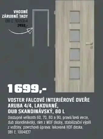 OBI Voster falcové interiérové dveře aruba 4/4, lakované, dub skandinávský, 80 l nabídka