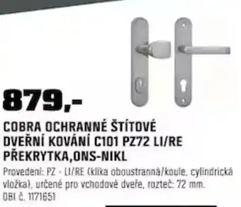 OBI Cobra ochranné štítové dveřní kování c101 pz72 li/re překrytka,ons-nikl nabídka