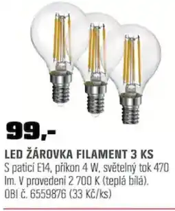 OBI Led žárovka filament nabídka