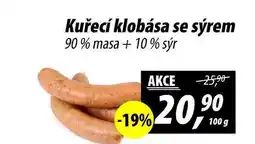ZEMAN Kuřecí klobása se sýrem 90% masa+10% sýr, 100 g nabídka