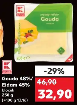 Kaufland Gouda 48%/ Eidam 45% nabídka