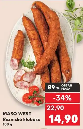 Kaufland MASO WEST Řeznická klobása nabídka