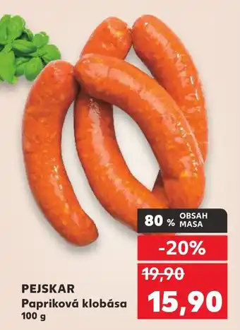 Kaufland PEJSKAR Papriková klobása nabídka