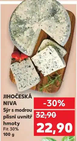 Kaufland JIHOČESKÁ NIVA Sýr s modrou plísní uvnitř hmoty nabídka