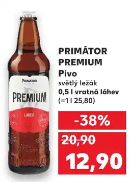 Kaufland PRIMÁTOR PREMIUM Pivo světlý ležák nabídka