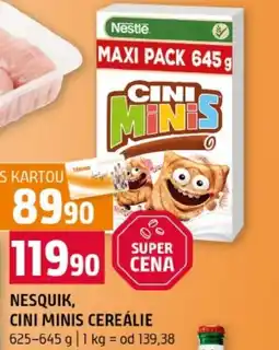 Terno Nesquik, cini minis cereálie nabídka