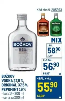 Makro Božkov vodka 37,5%, originál 37,5%, peprmint 19% nabídka