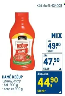 Makro Hamé kečup nabídka
