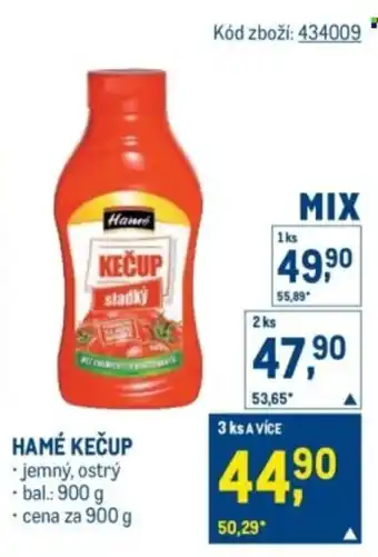 Makro Hamé kečup nabídka