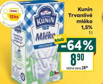 Billa Kunín Trvanlivé mléko 1,5% nabídka