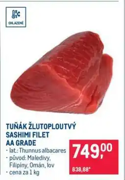 Makro Tuňák žlutoploutvý Sashimi filet AA grade nabídka
