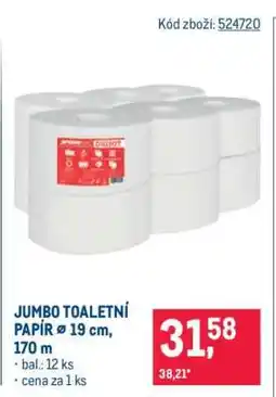 Makro JUMBO TOALETNÍ PAPÍR Ø 19 cm, 170 m nabídka