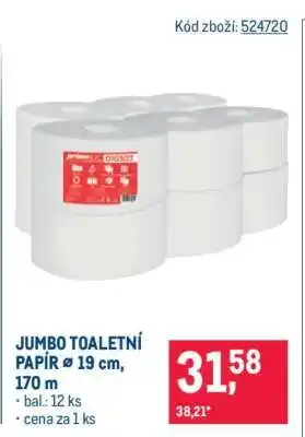 Makro JUMBO TOALETNÍ PAPÍR Ø 19 cm, 170 m nabídka