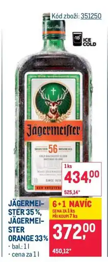 Makro JÄGERMEISTER 35 %, JÄGERMEISTER ORANGE 33 % nabídka