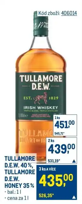 Makro TULLAMORE D.E.W. 40%, TULLAMORE D.E.W. HONEY 35% nabídka