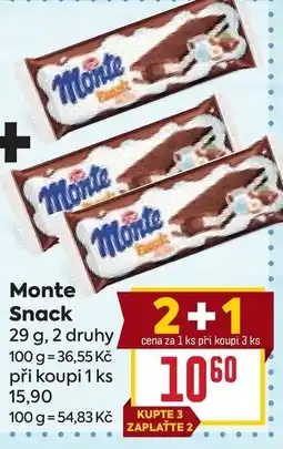 Billa Monte Snack nabídka