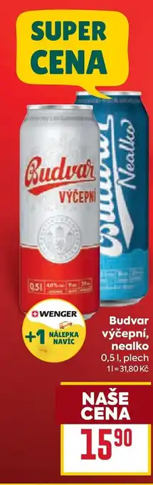 Billa Budvar výčepní, nealko nabídka