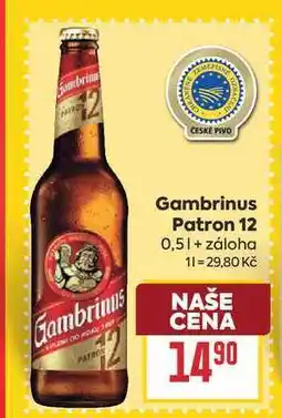 Billa Gambrinus Patron 12 0,5l, plech nabídka