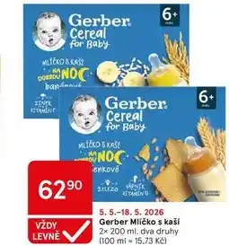 Tesco Gerber Mlíčko s kaší, 2x 200 ml, dva druhy nabídka