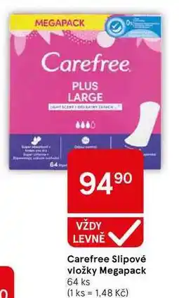 Tesco Carefree Slipové vložky Megapack, 64 ks nabídka