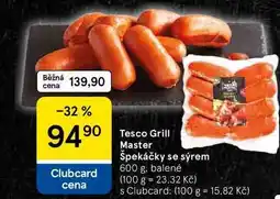 Tesco Tesco Grill Master Špekáčky se sýrem, 600 g, balené nabídka