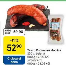 Tesco Tesco Ostravská klobása, 220 g, balená nabídka