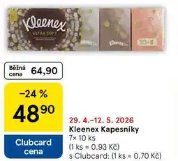 Tesco Kleenex Kapesníky, 7x 10 ks nabídka