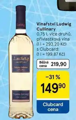Tesco Vinařství Ludwig Cullinary, 0.75 l, více druhů nabídka