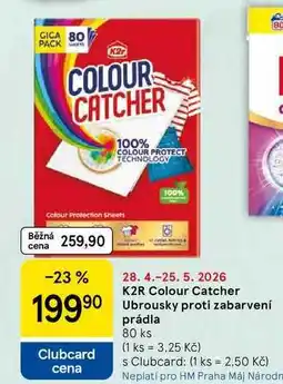 Tesco K2R Colour Catcher proti zabarvení prádla, 80 ks nabídka