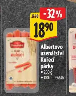Albert Albertovo uzenářství Kuřecí párky nabídka