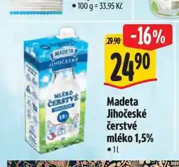 Albert Madeta Jihočeské čerstvé mléko 1,5% nabídka