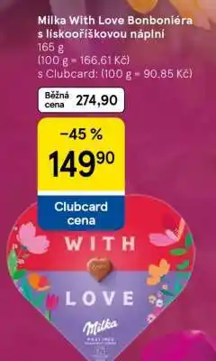 Tesco Milka With Love Bonboniéra s lískooříškovou náplní nabídka