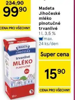 Tesco Madeta Jihočeské mléko plnotučné trvanlivé nabídka