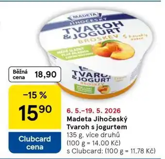 Tesco Madeta Jihočeský tvaroh s jogurtem nabídka