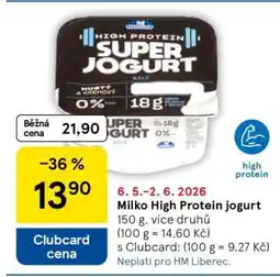 Tesco Milko High protein jogurt nabídka