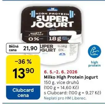 Tesco Milko High protein jogurt nabídka