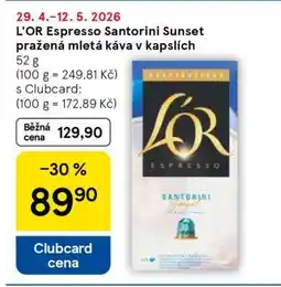 Tesco L'OR Espresso Santorini Sunset pražená mletá káva v kapslích nabídka