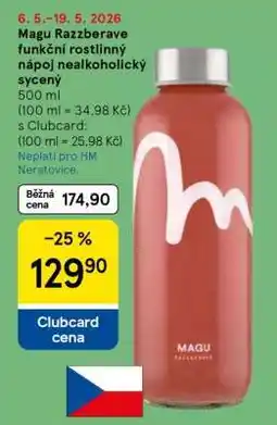 Tesco Magu Razzberave funkční rostlinný nápoj nealkoholický sycený nabídka