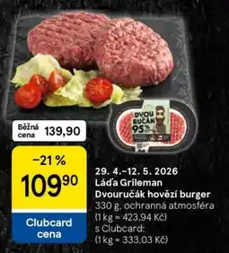 Tesco Láďa Grileman Dvouručák hovězí burger nabídka