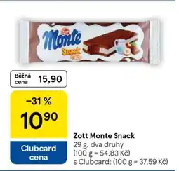Tesco Zott Monte Snack nabídka
