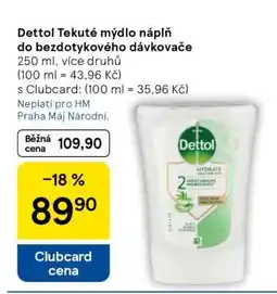 Tesco Dettol Tekuté mýdlo náplň do bezdotykového dávkovače nabídka
